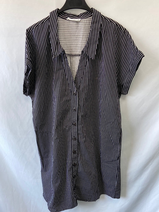 MANGO.Vestido camisero rayas T.L