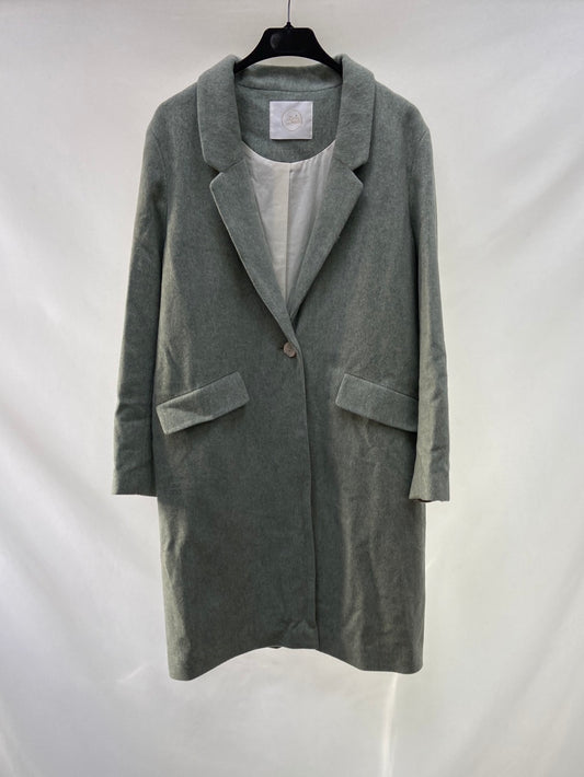 DES PETITS HAUTS. Abrigo de paño verde agua T.m