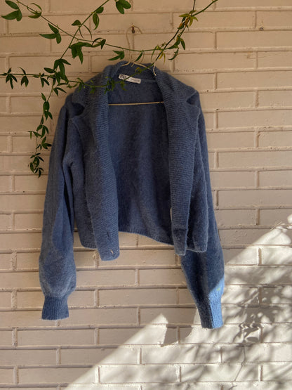 ZARA. Cárdigan cruzado azul T.m (tara)