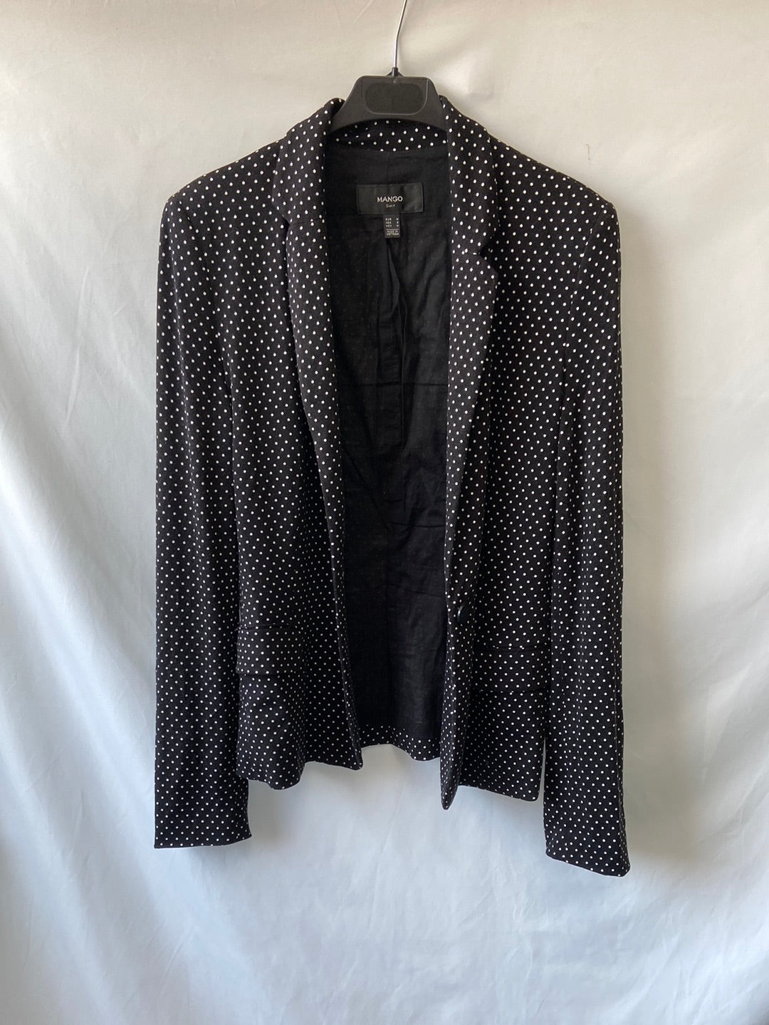 MANGO. Black polka dot blazer TM
