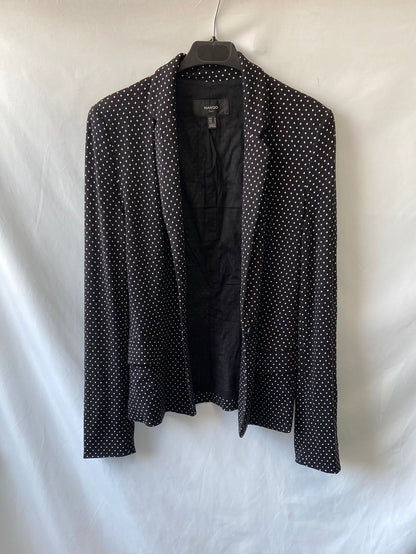 MANGO. Black polka dot blazer TM