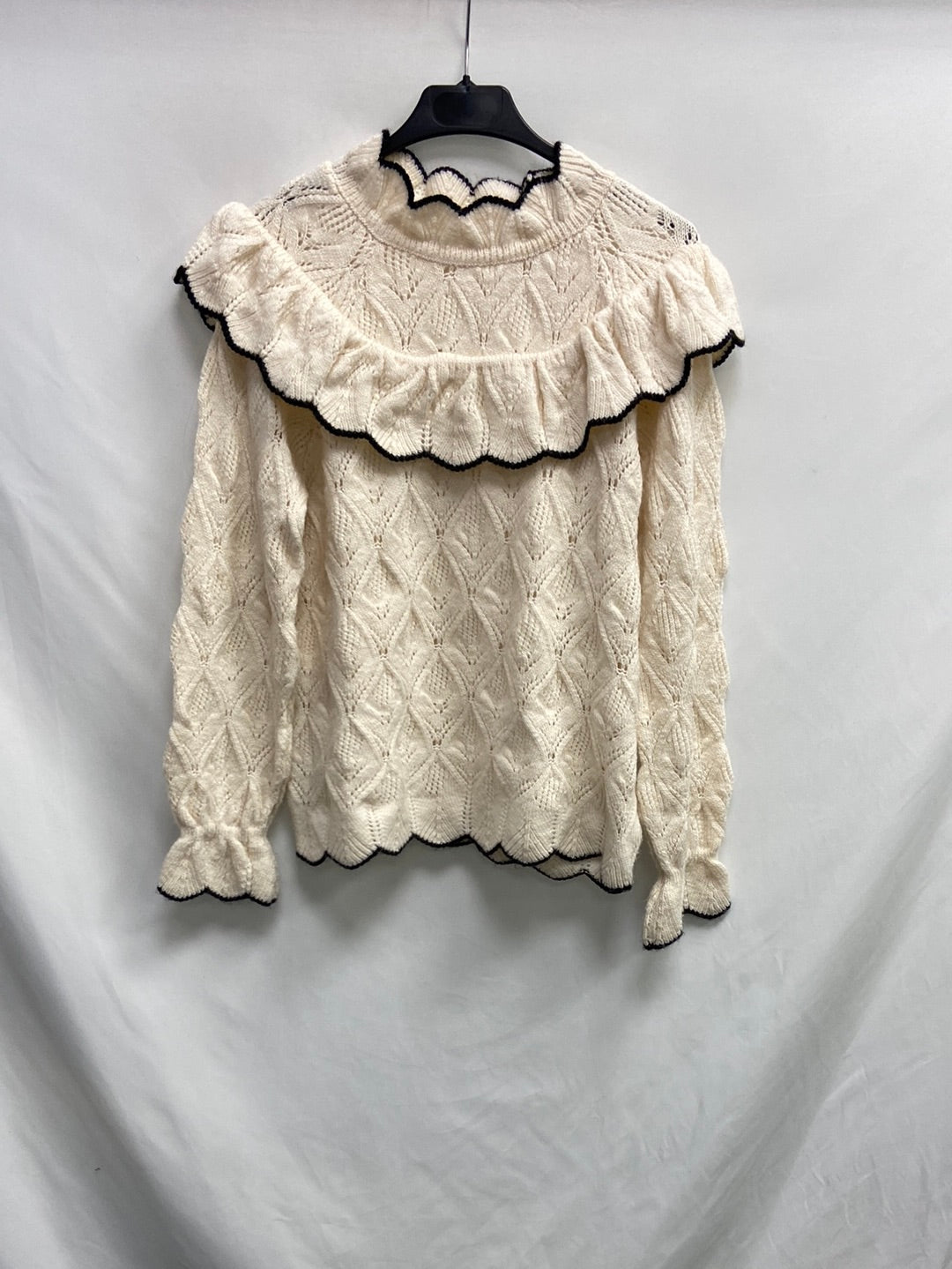 MANGO. Jersey beige volantes T.m