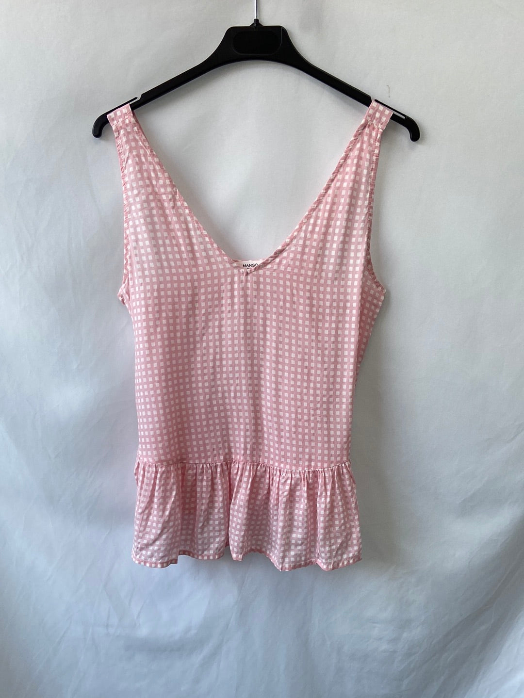 MANGO.Top rosa cuadros T.S