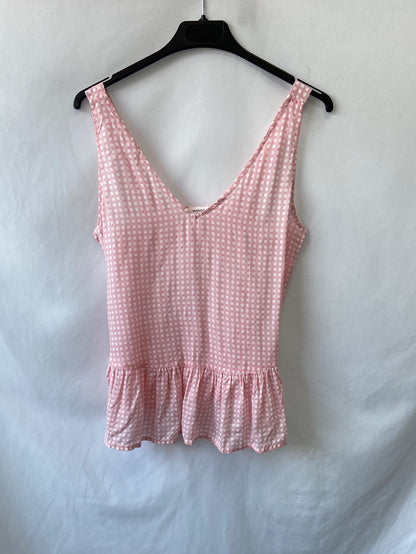 MANGO.Top rosa cuadros T.S