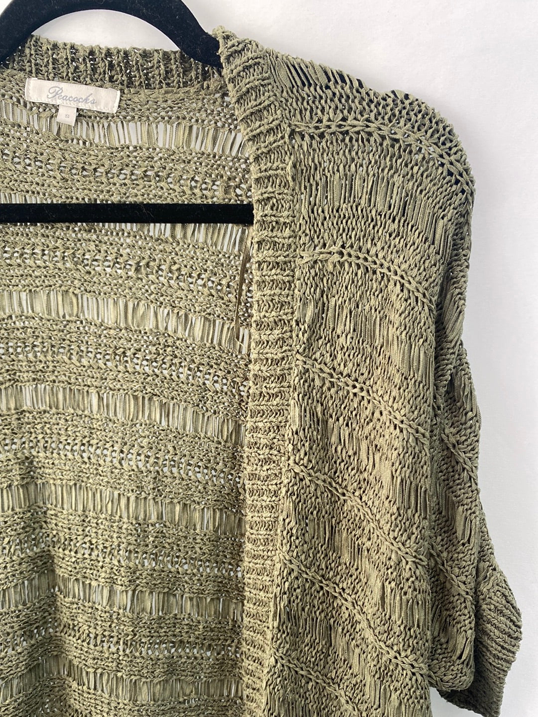 PEACOKS.Chaqueta punto manga corta verde T.s