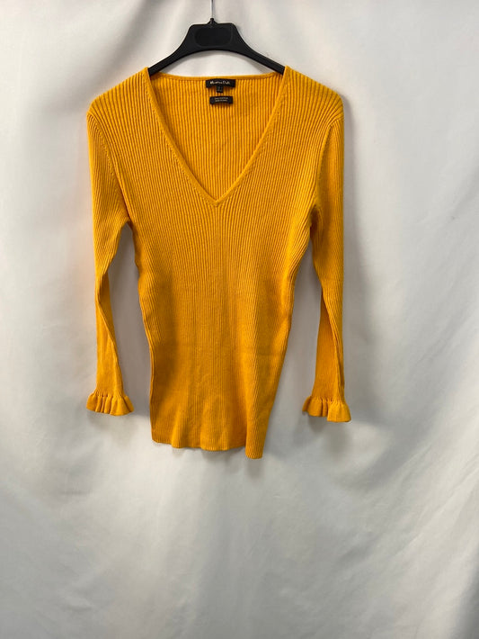 MASSIMO DUTTI. Jersey canalé mostaza T.l