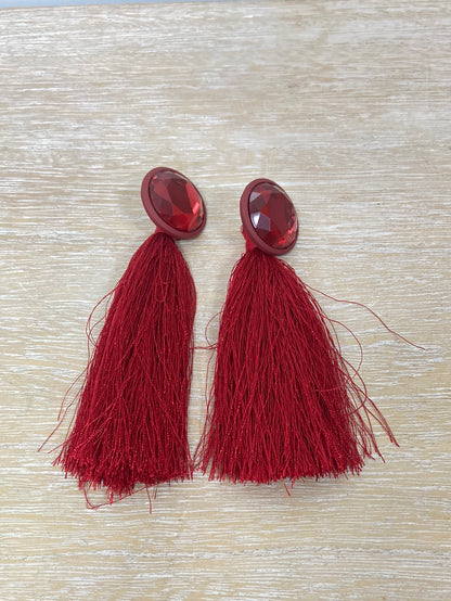 OTRAS.Pendientes rojos fleco