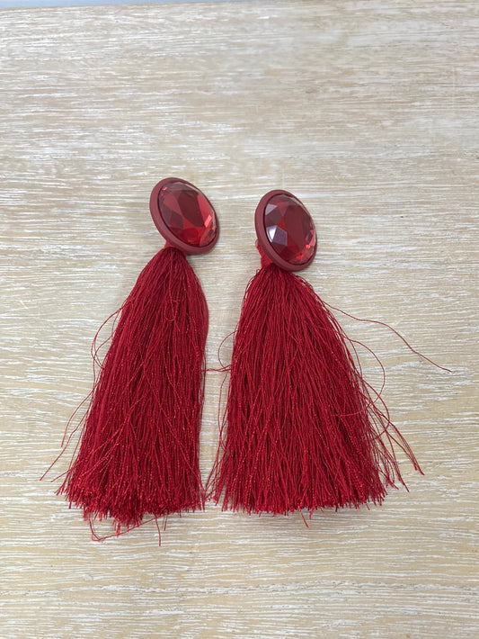 OTRAS.Pendientes rojos fleco