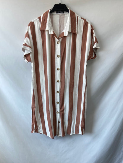 SHEIN.Vestido camisero rayas T.36