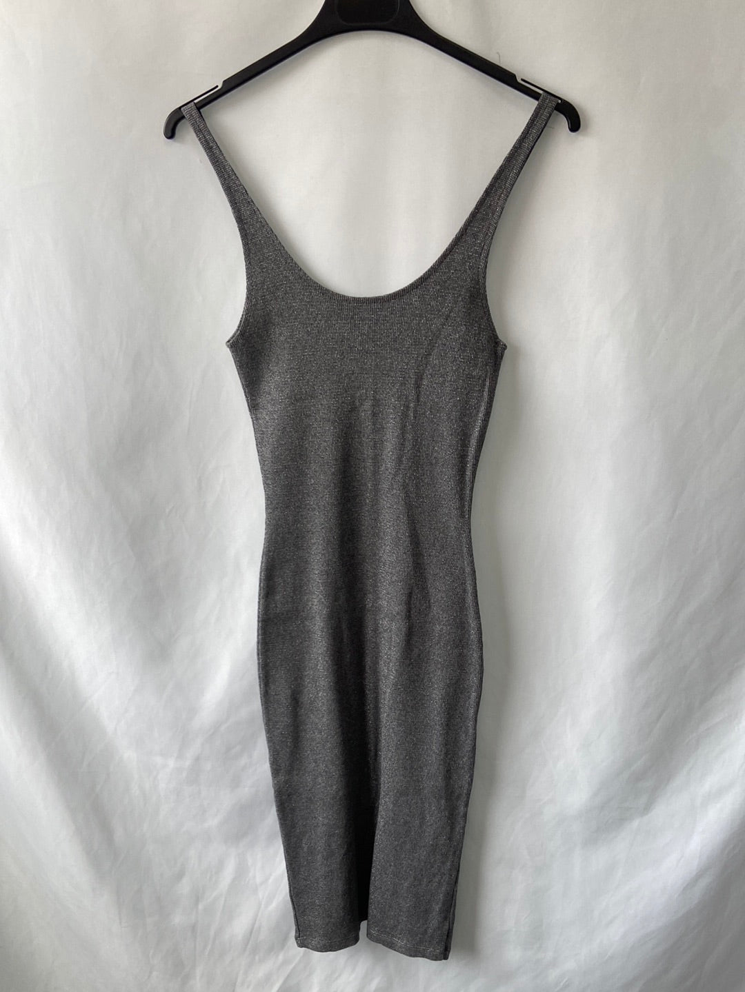 PULL&BEAR.Vestido punto ajustado gris T.S