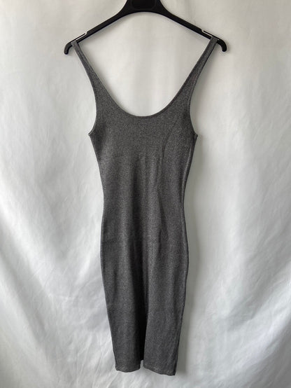 PULL&BEAR.Vestido punto ajustado gris T.S
