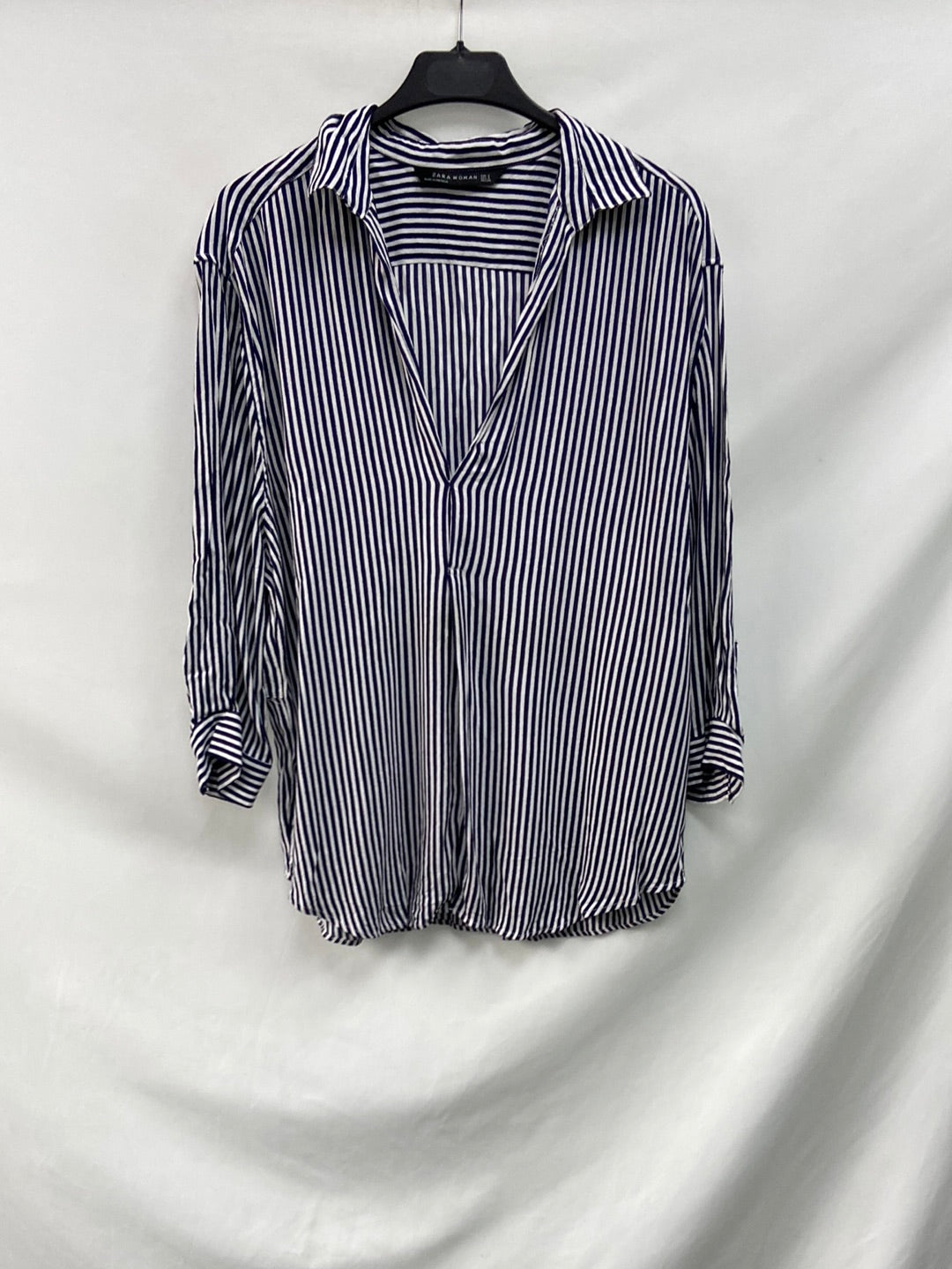 ZARA.Blue striped blouse Ts