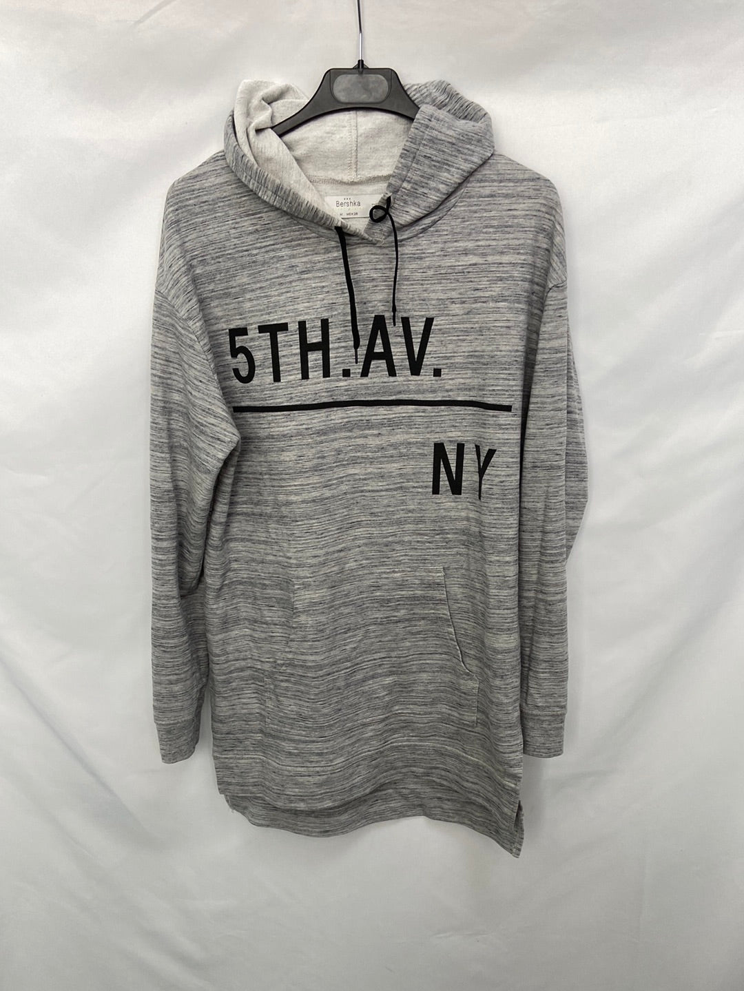 BERSHKA.Long grey sweatshirt with TM letters