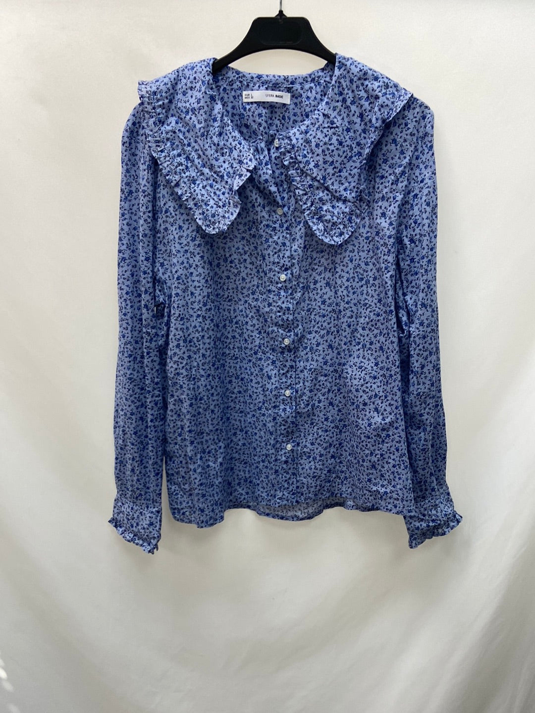 market.SFERA.Blusa azul cuello bebé T.L