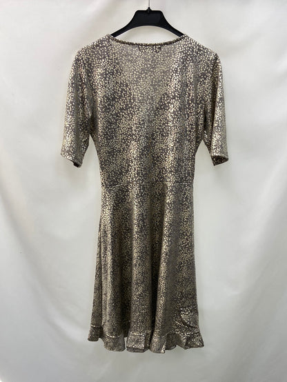 OTRAS.Vestido cruzado tonos dorados T.M