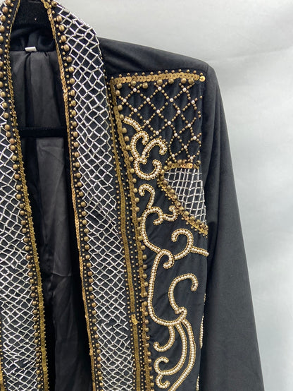 OTRAS.Chaqueta negra terciopelo abalorios T.L