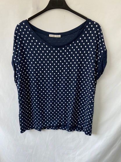 ZARA. Loose blue polka dot stretch shirt TS