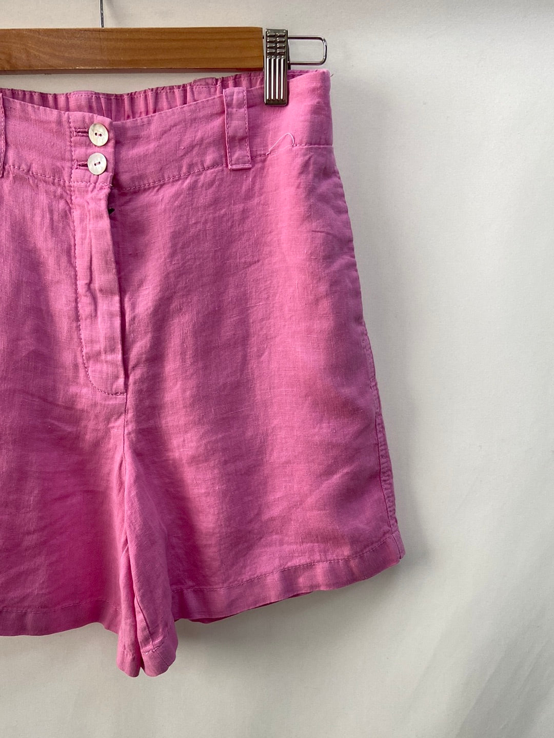 MASSIMO DUTTI.Bermudas lino rosas T.36