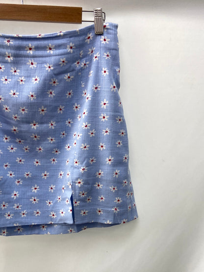 MANGO.Falda corta azul flores T.L