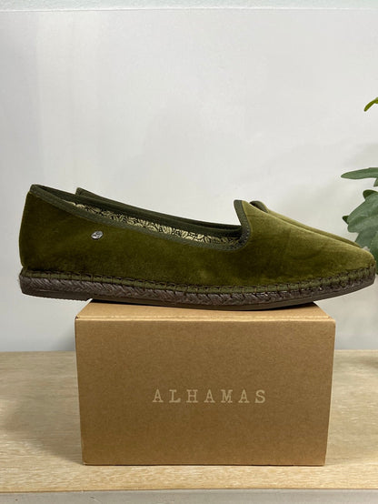 ALHAMAS.Venecianas terciopelo verde pistacho T.39