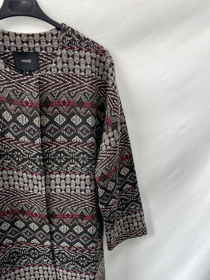 HAKEI.Abrigo paño estampado T.M