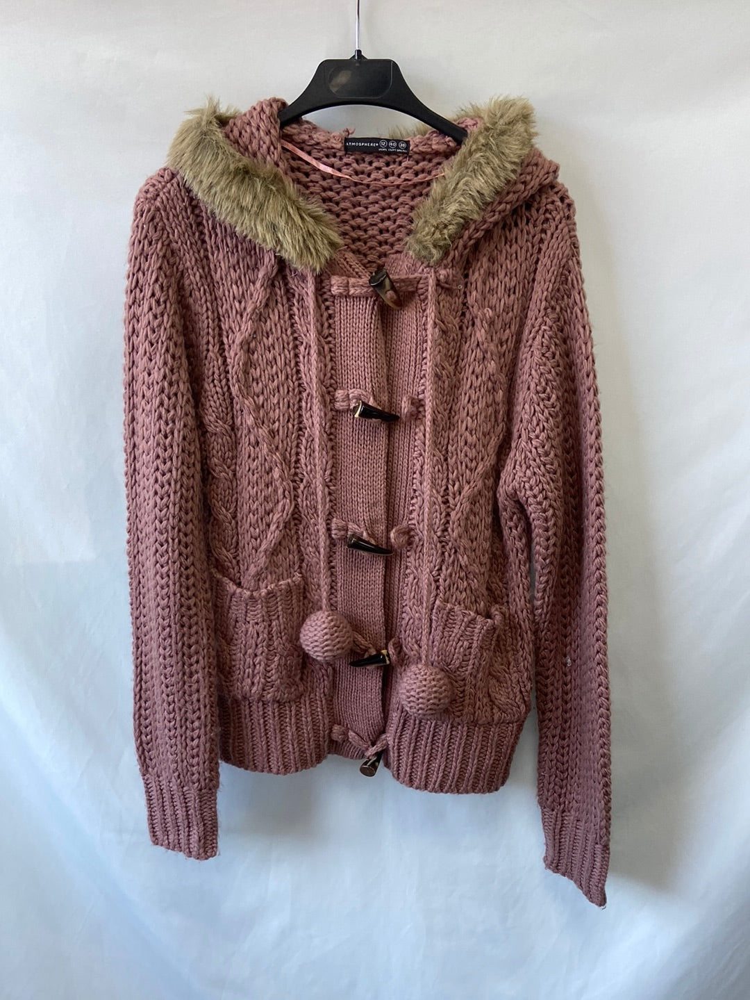 PRIMARK. Pink hooded cardigan size 40