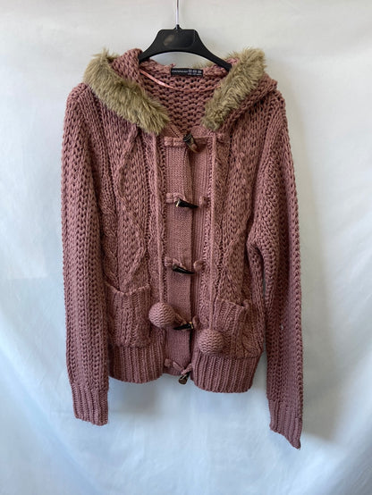 PRIMARK. Pink hooded cardigan size 40