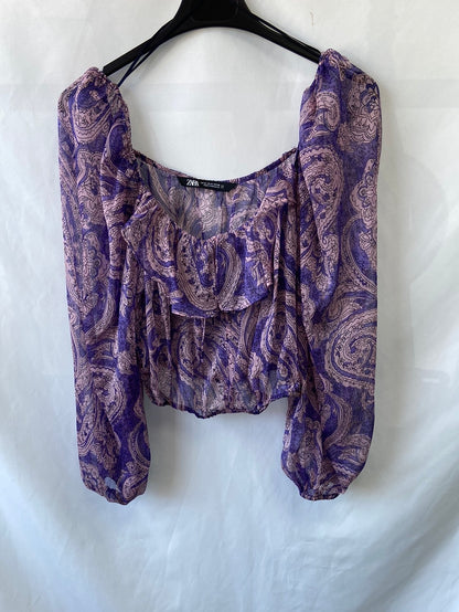 ZARA.Purple semi-transparent top TM