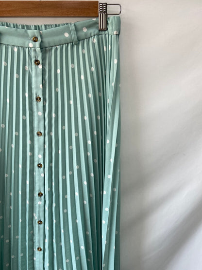 STRADIVARIUS.Turquoise polka dot Ts midi skirt