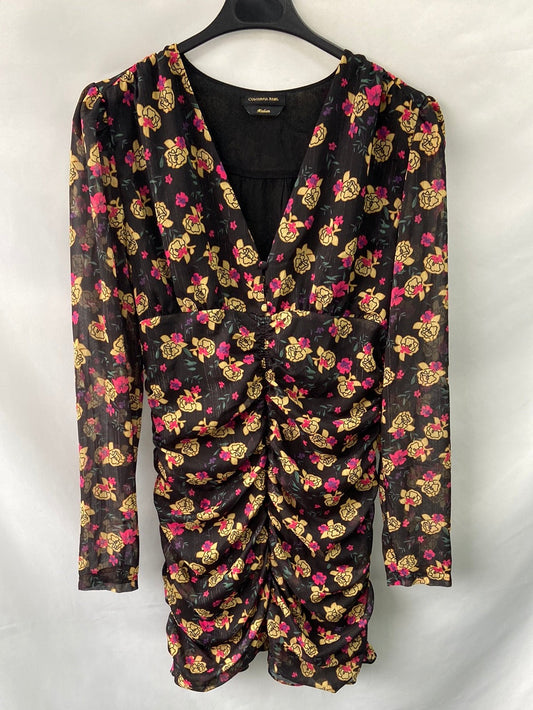 COLOURFUL REBEL vestido corto negro fruncido T.m