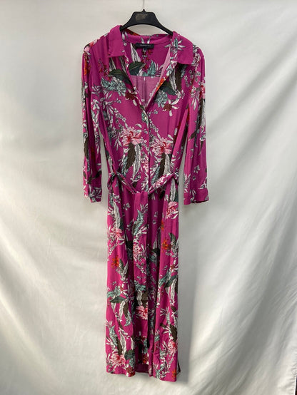 CORTEFIEL. Long pink floral dress Ts
