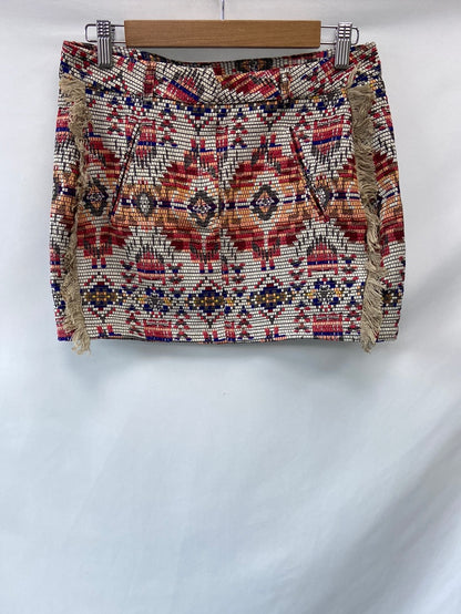 PULL&BEAR.Falda corta étnica flecos T.M
