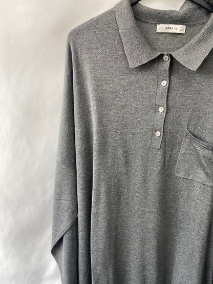 ZARA.Jersey gris polero T.M