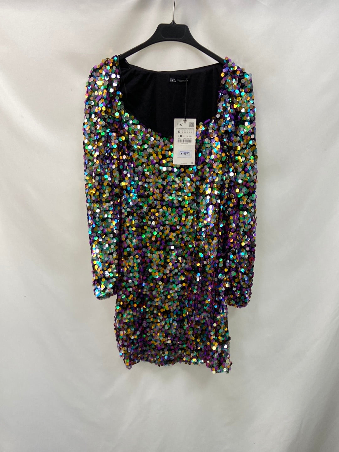 ZARA.Vestido corto lentejuelas T.S