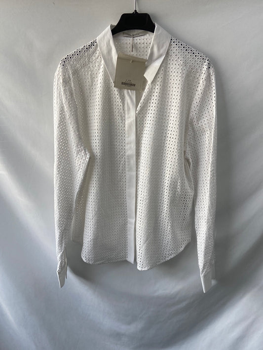 UTERQÜE. Camisa blanca troquelada T.l