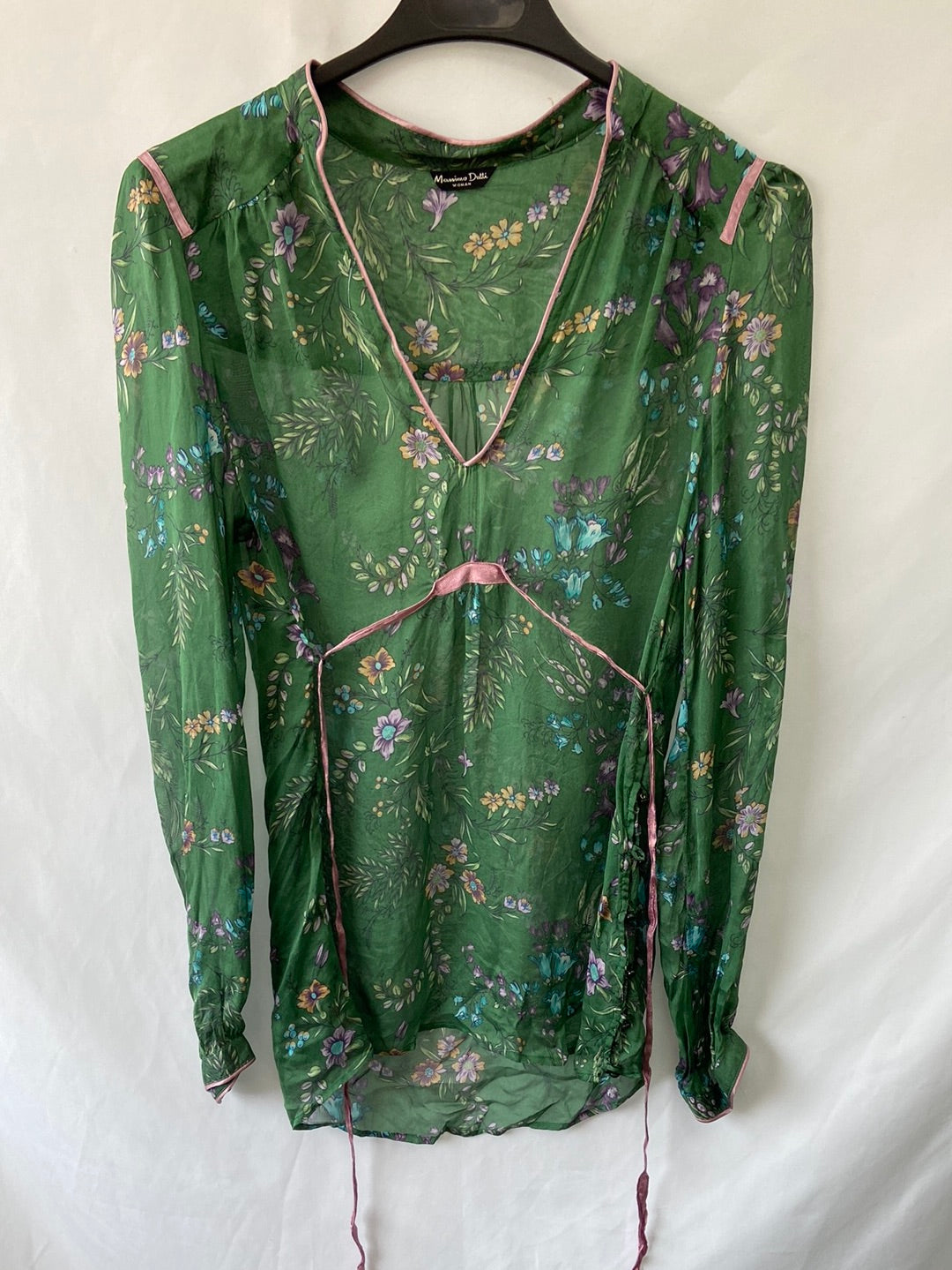 MASSIMO DUTTI.Blusa seda semitransparente T.s