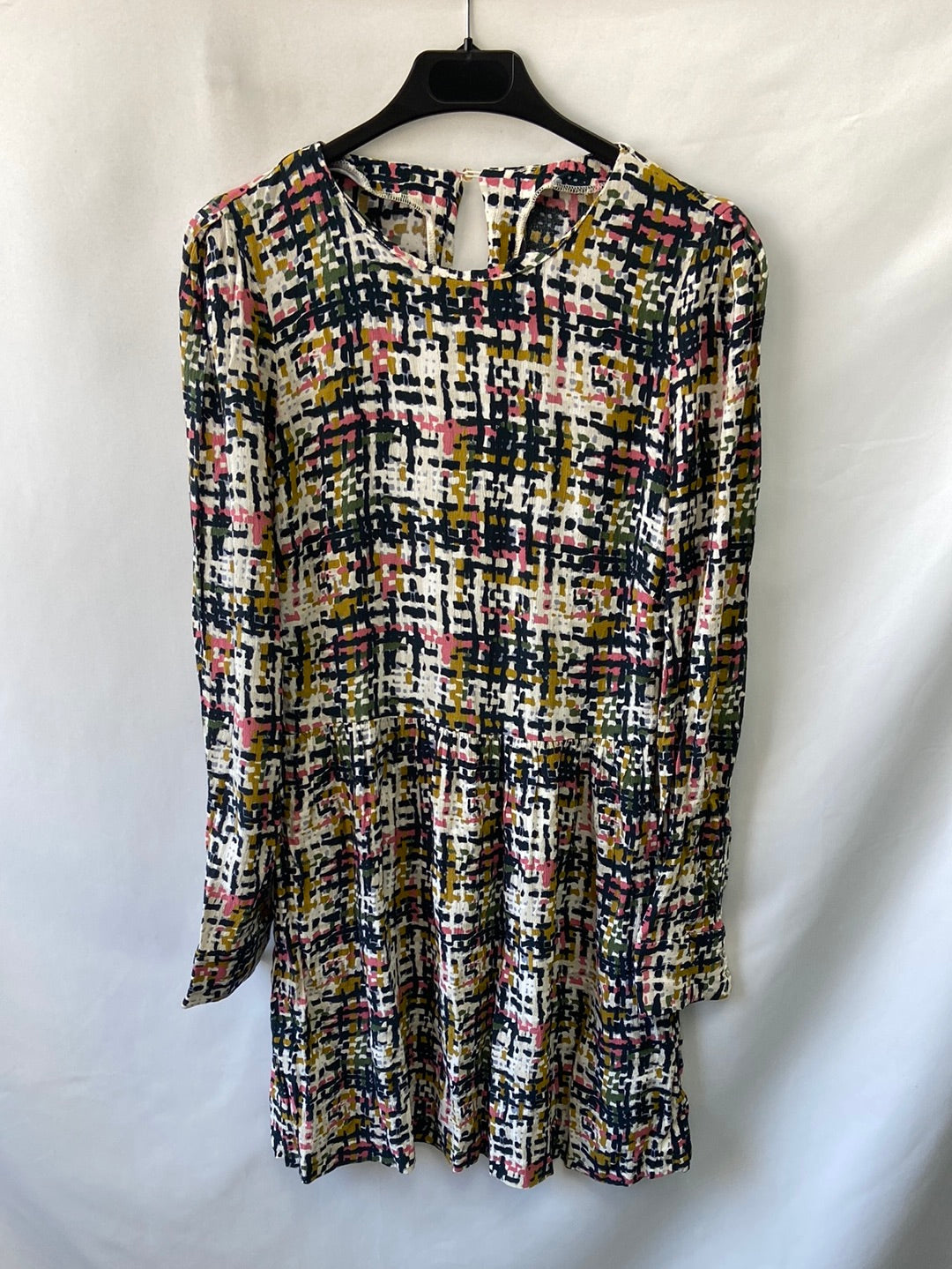 ZARA. Vestido cuadros multicolor T.M