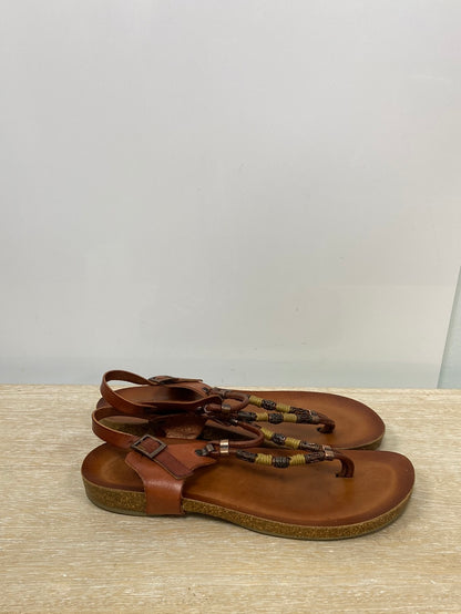 PARRONET. Brown leather sandals, size 38
