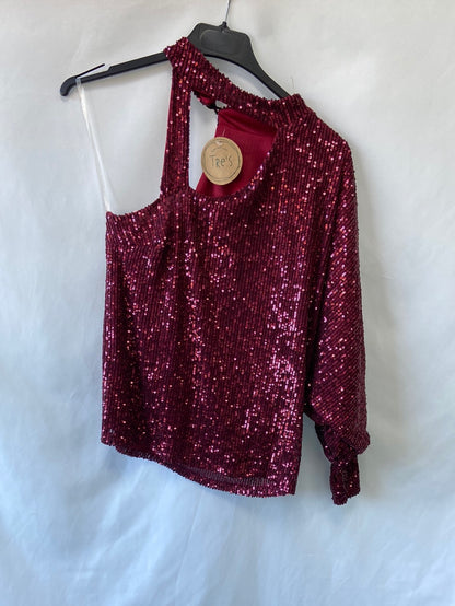 TRE’S.Top asimétrico lentejuelas T.s