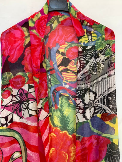 OTHERS.Multi-print floral scarf