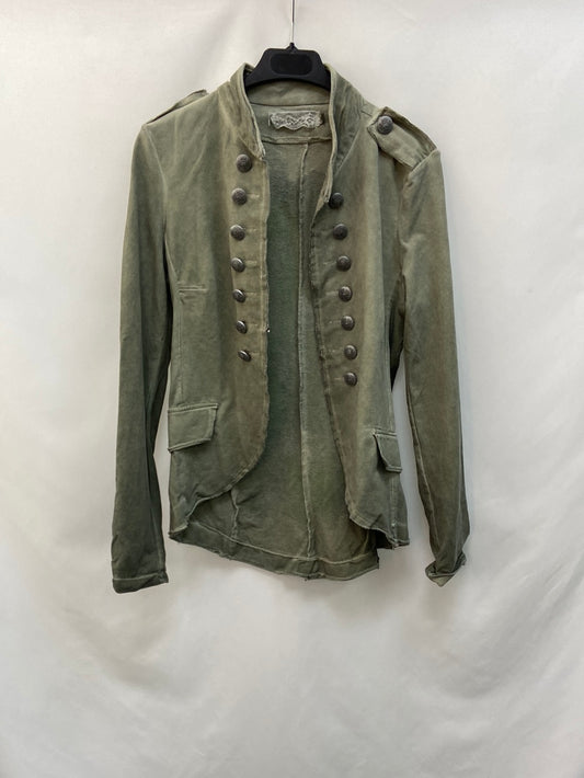 OTHERS.Green jacket with buttons and letters on the back TS/M