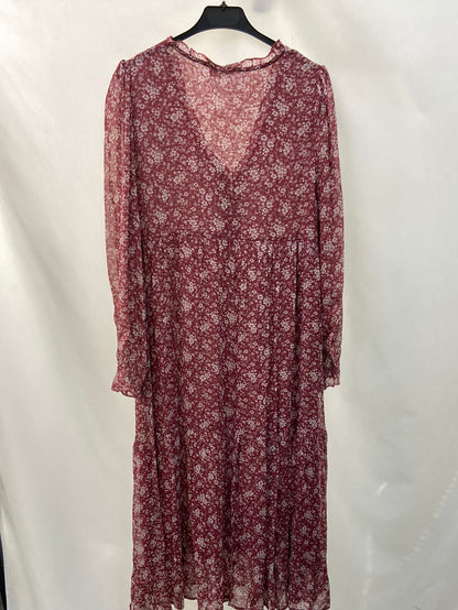 BROWNIE. Vestido burdeos flores T.s/m