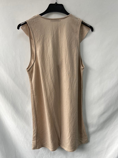 ZARA.Vestido beige volante T.S