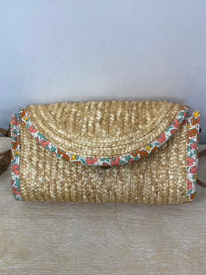 BLANCO.Bolso rafia estilo cartera