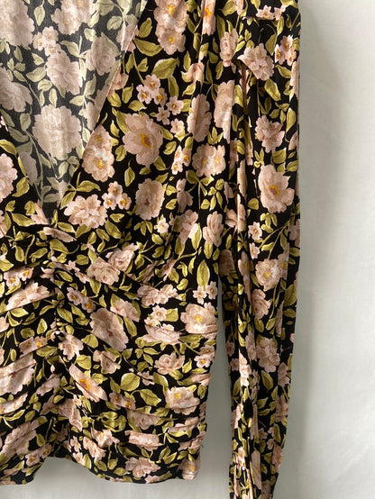 ZARA.Top fruncido flores T.XS