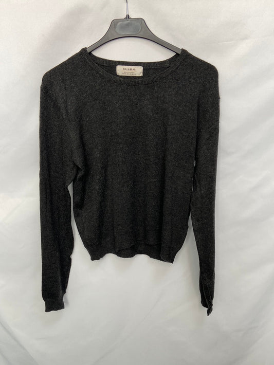 PULL&BEAR.Jersey gris fino cortito T.XL (s)
