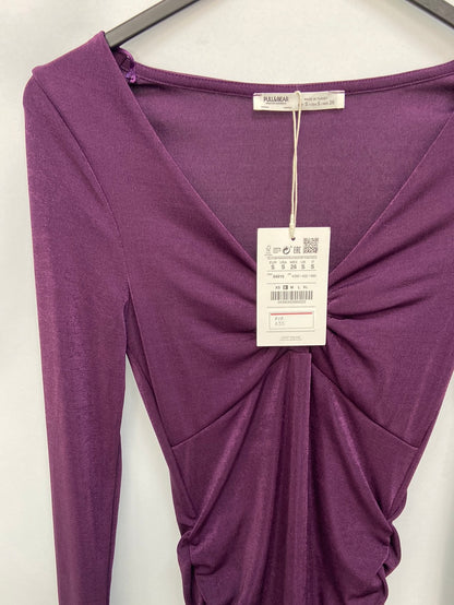 PULL&amp;BEAR. Short purple gathered dress Ts