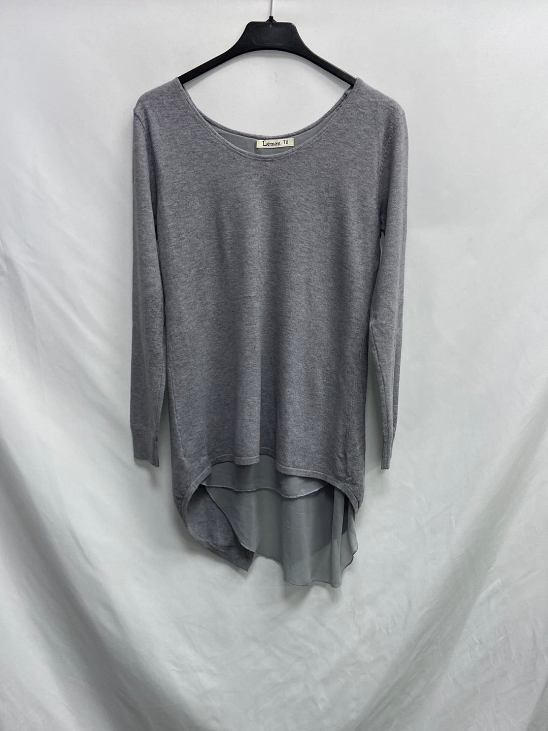 LEMON. Gray sweater with blouse Your(s)