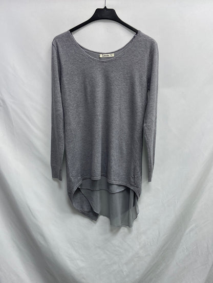 LEMON. Gray sweater with blouse Your(s)