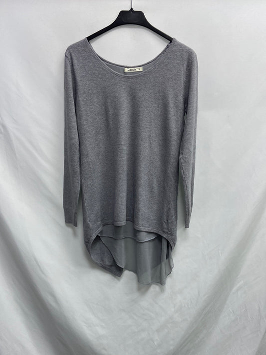 LEMON. Gray sweater with blouse Your(s)